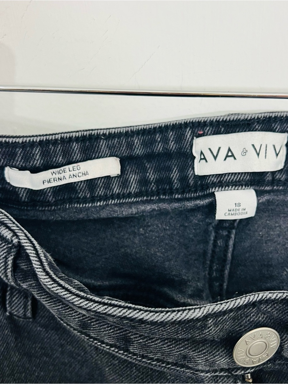 Ava & Viv Wide Leg Black Classic 5 Pocket Jeans High Rise Streetwear Size 18 - Picture 6 of 9
